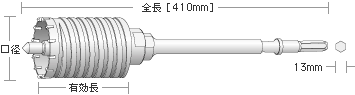 ハンマードリル用コアドリル HCタイプ 寸法・形状