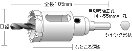 超硬ホールソー メタコアトリプル（ツバなし） MCTR-TNタイプ