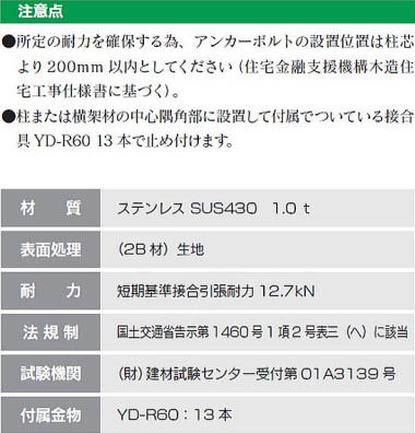 ホールドコーナー HC10 注意点