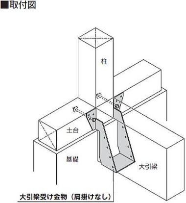 大引梁受け金物(肩掛けなし) 取付図