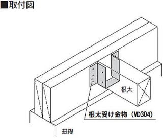 根太受け金物（MD304） 取付図