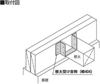 根太受け金物（MD404） 取付図