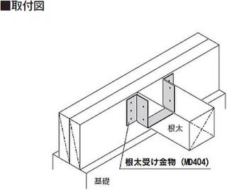 根太受け金物（MD404） 取付図