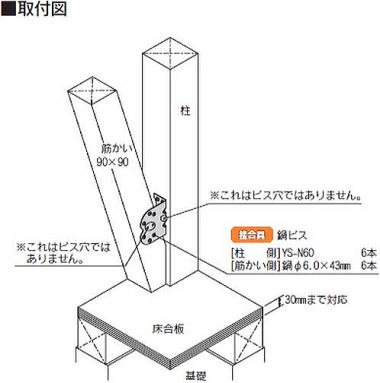 N-フリーダム筋かいプレート 壁倍率３倍用 取付図