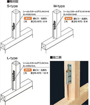 シームレスホールダウン 取付図・施工例