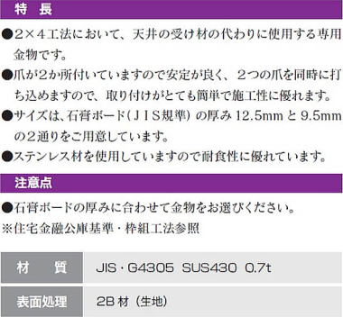 爪止めボードクリップ 特長・注意点