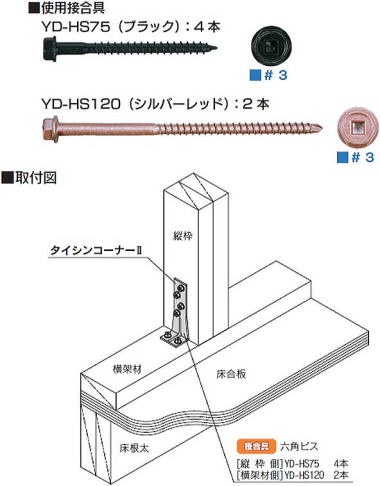 タイシンコーナーⅡ 使用接合具・取付図